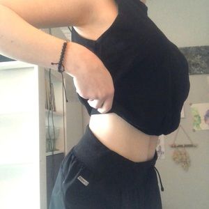Black thick sleeved tank/halter top > brand unknown